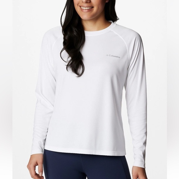 NWT Columbia Women’s Long Sleeve Sun Tee White Omni-Shade UPF 50+ hiking - Picture 1 of 4